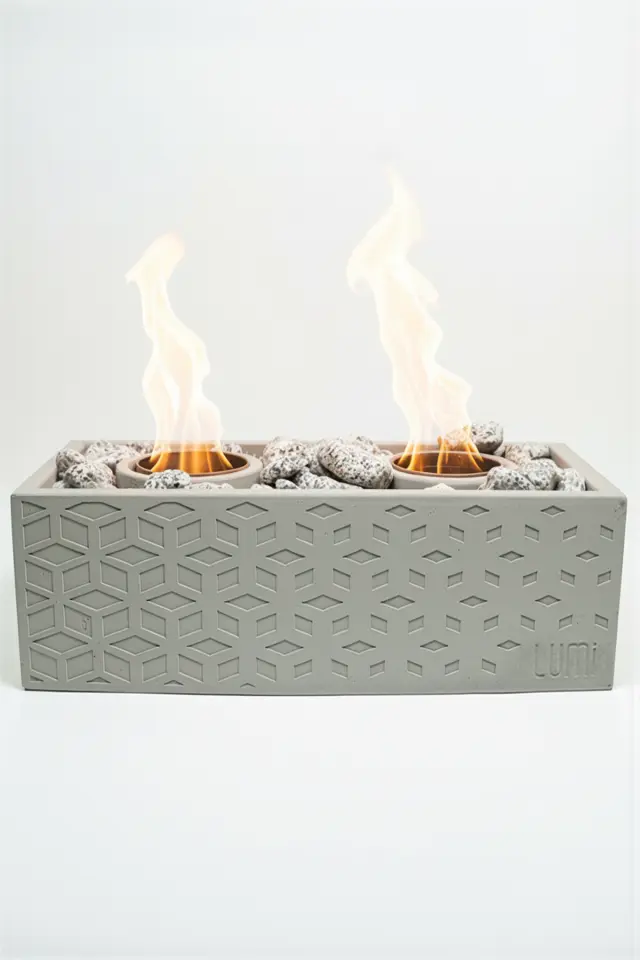 Lumi Astra No:2 – Masaüstü Bacasız Beton Şömine + 1 L Bioethanol Hediye