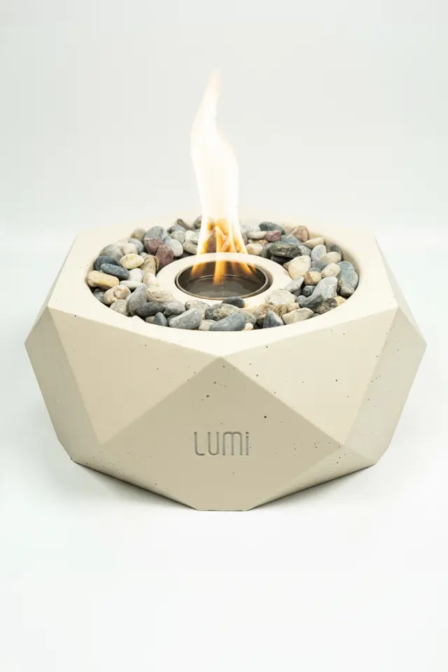 Lumi Ignis – Masaüstü Bacasız Beton Şömine + 1 L Bioethanol Hediye