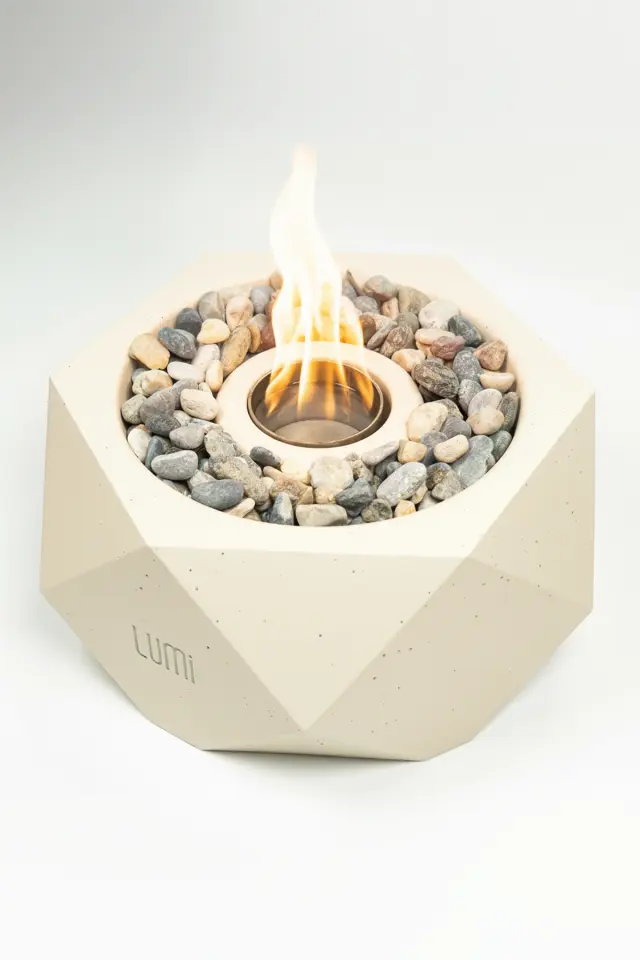 Lumi Ignis – Masaüstü Bacasız Beton Şömine + 1 L Bioethanol Hediye