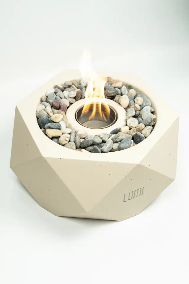 Lumi Ignis – Masaüstü Bacasız Beton Şömine + 1 L Bioethanol Hediye