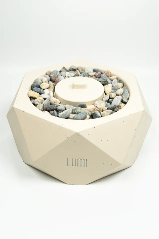 Lumi Ignis – Masaüstü Bacasız Beton Şömine + 1 L Bioethanol Hediye
