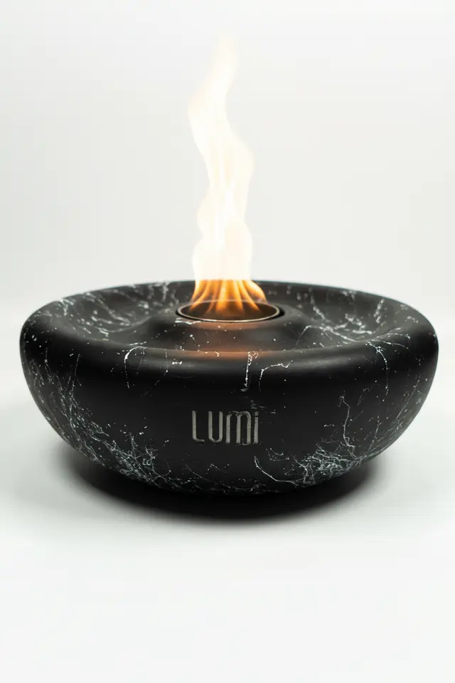 Lumi Pyra – Masaüstü Bacasız Beton Şömine + 1 L Bioethanol Hediye