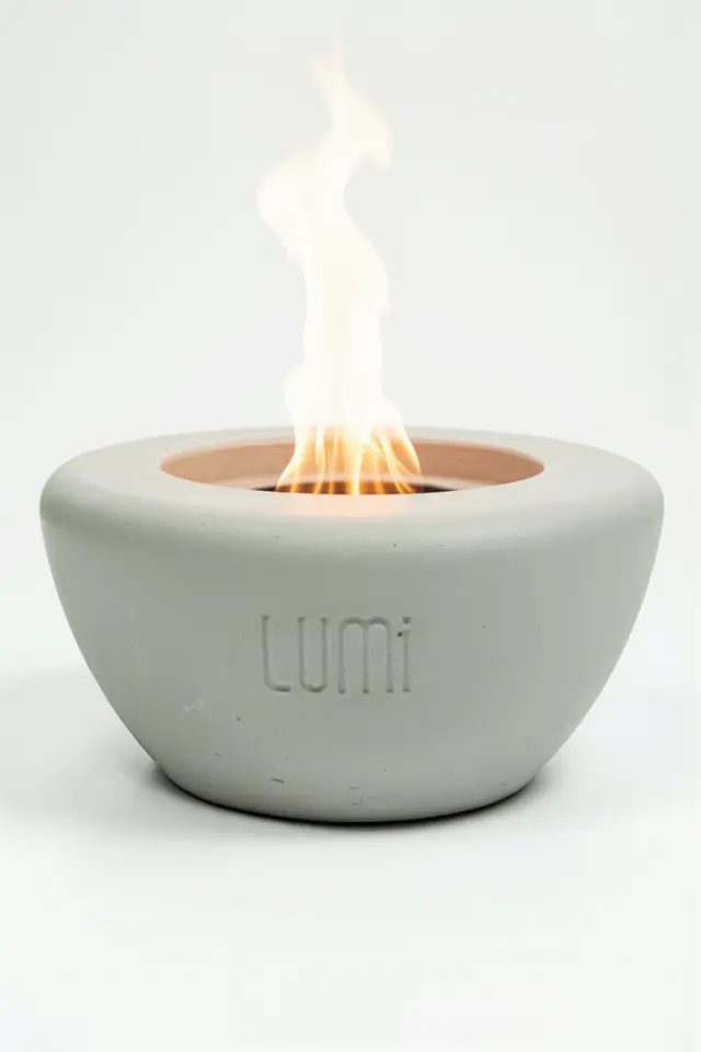 Lumi Ignite – Masaüstü Bacasız Beton Şömine + 1 L Bioethanol Hediye